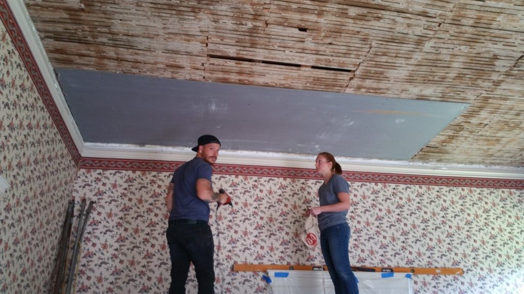 Partial Original Cornice, Still Visible in the Library, Becomes Part of the New Cornice