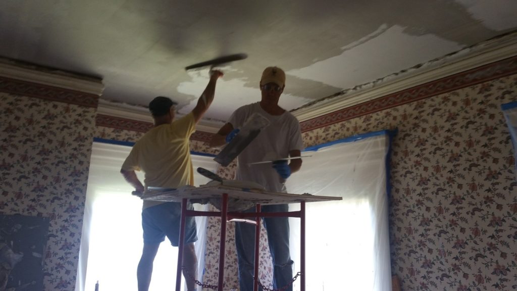Plastering the Library and Dining Room Ceilings