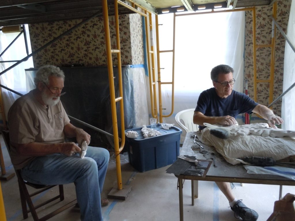 Architect Charles Phillips and Sculptor Chris Smith Carving Plaster Elements